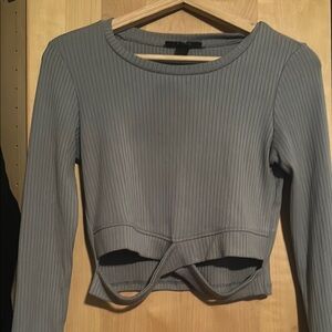 Forever 21 Gray Ribbed Cut Out Crop Top
